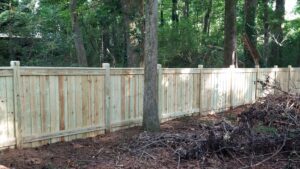 Capped privacy with 6x6 posts in Canton, Ga., by Peachtree Fence & Gates
