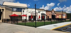 Commercial steel fence in Dawsonville, installed by Peachtree Fence & Gates